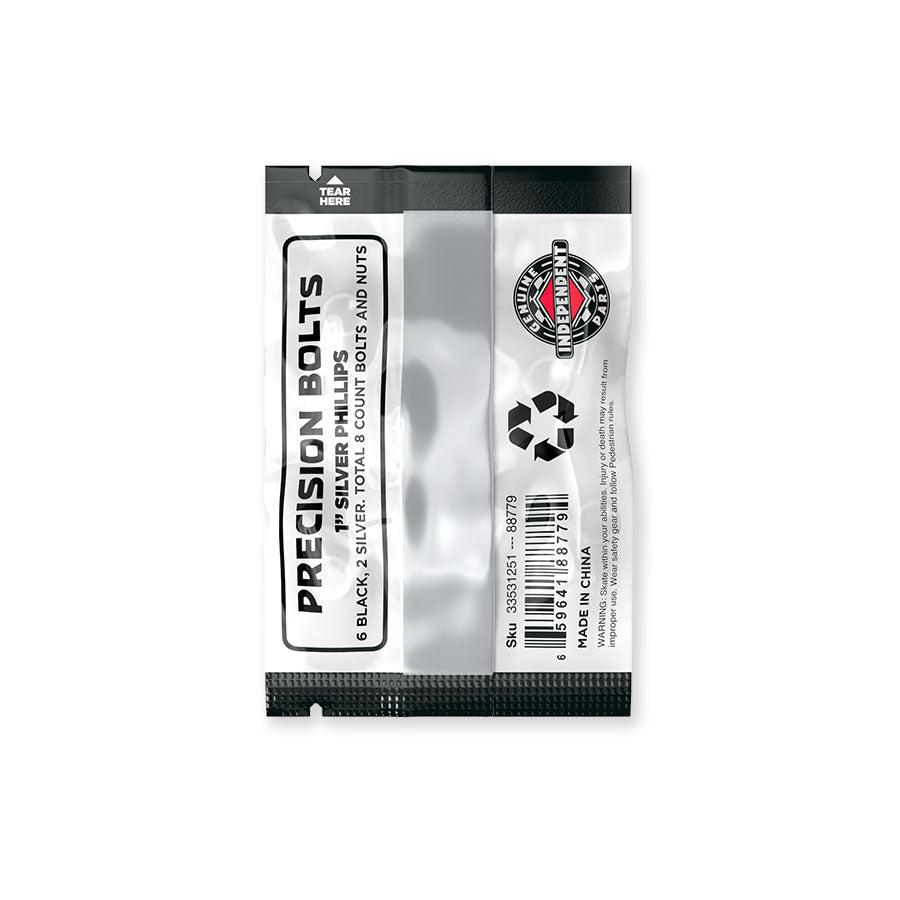 Independent - Genuine Parts - 1" Phillips Hardware Black/Silver - Habibi Skate Shop