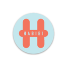 Habibi - Circle Sticker Orange/Blue 1.9" x 1.9" - Habibi Skate Shop